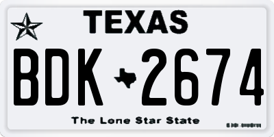 TX license plate BDK2674