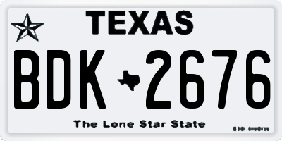 TX license plate BDK2676