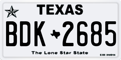 TX license plate BDK2685