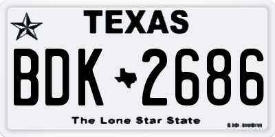 TX license plate BDK2686