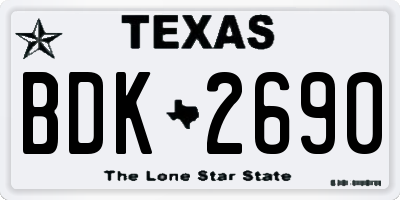TX license plate BDK2690