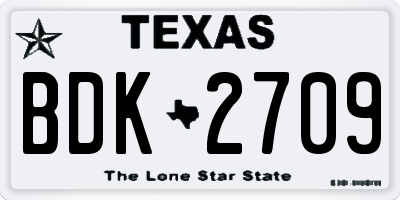 TX license plate BDK2709