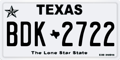 TX license plate BDK2722