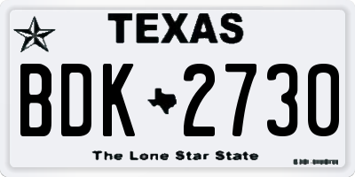 TX license plate BDK2730