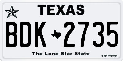 TX license plate BDK2735