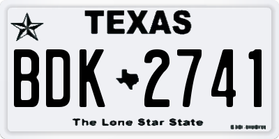 TX license plate BDK2741