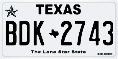 TX license plate BDK2743