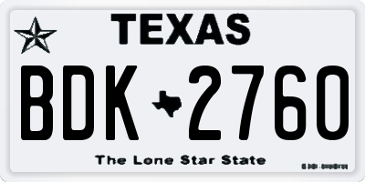TX license plate BDK2760