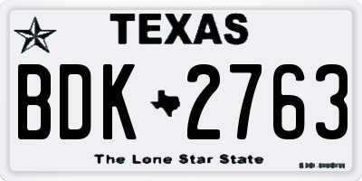TX license plate BDK2763
