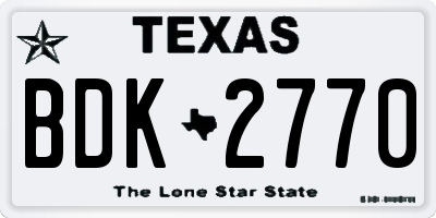 TX license plate BDK2770