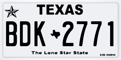 TX license plate BDK2771