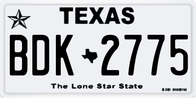 TX license plate BDK2775