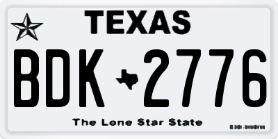 TX license plate BDK2776