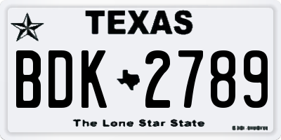 TX license plate BDK2789