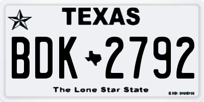 TX license plate BDK2792