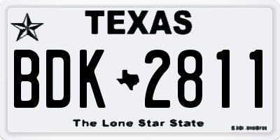 TX license plate BDK2811