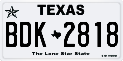 TX license plate BDK2818