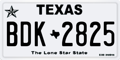 TX license plate BDK2825