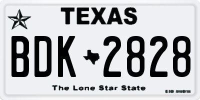 TX license plate BDK2828