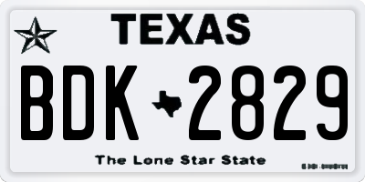 TX license plate BDK2829