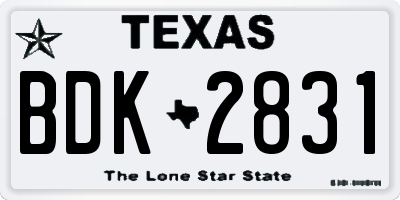 TX license plate BDK2831
