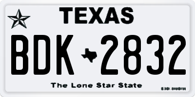 TX license plate BDK2832