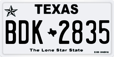 TX license plate BDK2835