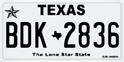 TX license plate BDK2836