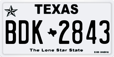 TX license plate BDK2843