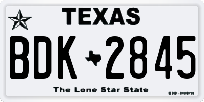 TX license plate BDK2845