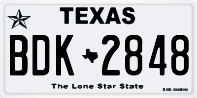 TX license plate BDK2848