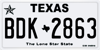 TX license plate BDK2863