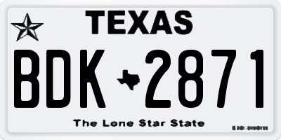 TX license plate BDK2871