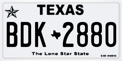 TX license plate BDK2880