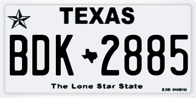 TX license plate BDK2885