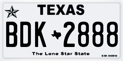 TX license plate BDK2888