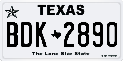 TX license plate BDK2890