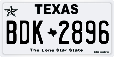 TX license plate BDK2896