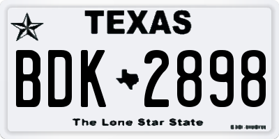 TX license plate BDK2898