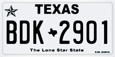 TX license plate BDK2901