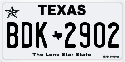 TX license plate BDK2902