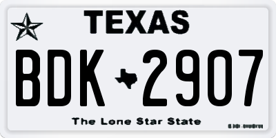 TX license plate BDK2907