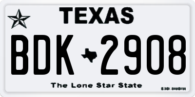 TX license plate BDK2908