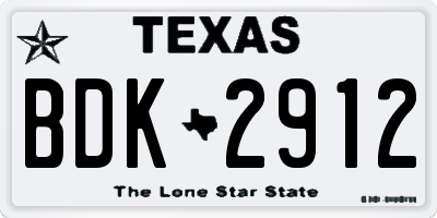 TX license plate BDK2912