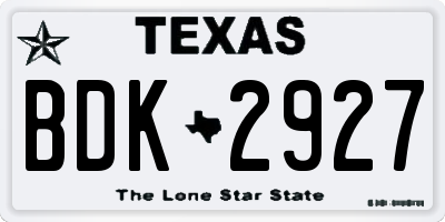 TX license plate BDK2927