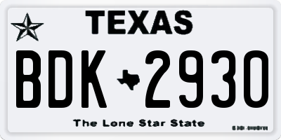 TX license plate BDK2930