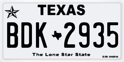 TX license plate BDK2935