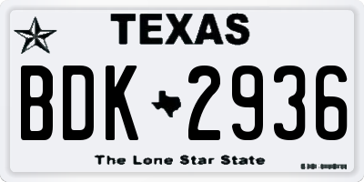 TX license plate BDK2936