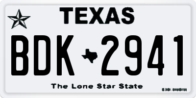TX license plate BDK2941
