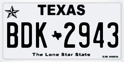 TX license plate BDK2943